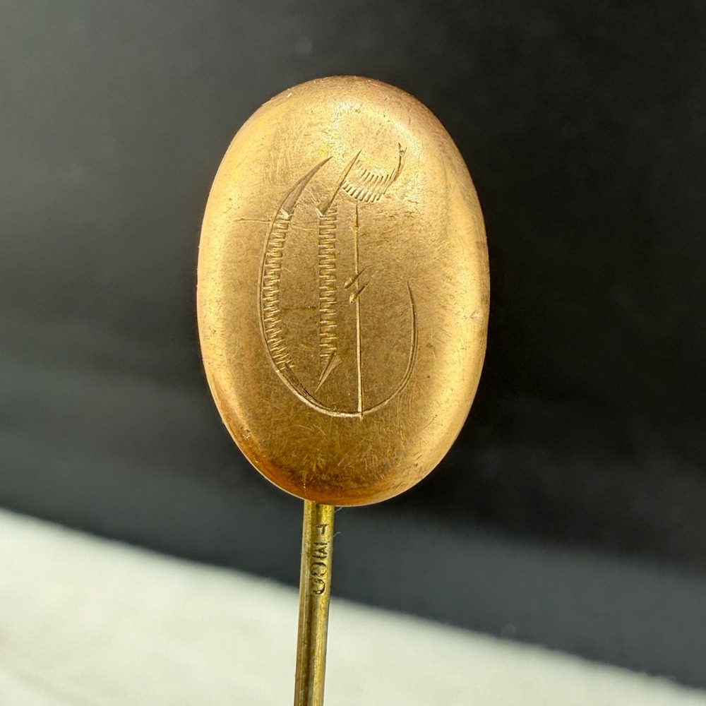 Vintage Gold Filled Stick Pin Brooch Monogram Letter C